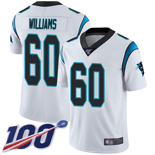 Carolina Panthers Limited White Youth Daryl Williams Road Jersey NFL Football 60 100th Season Vapor Untouchable